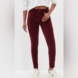AMERICAN EAGLE burgundy high rise jeggings corduroy‎ pants size 12 Long
